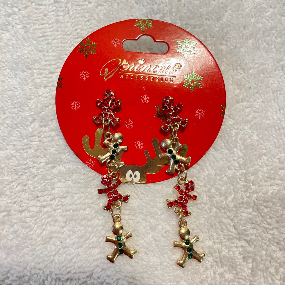 Christmas Gingerbread dangling drop earrings